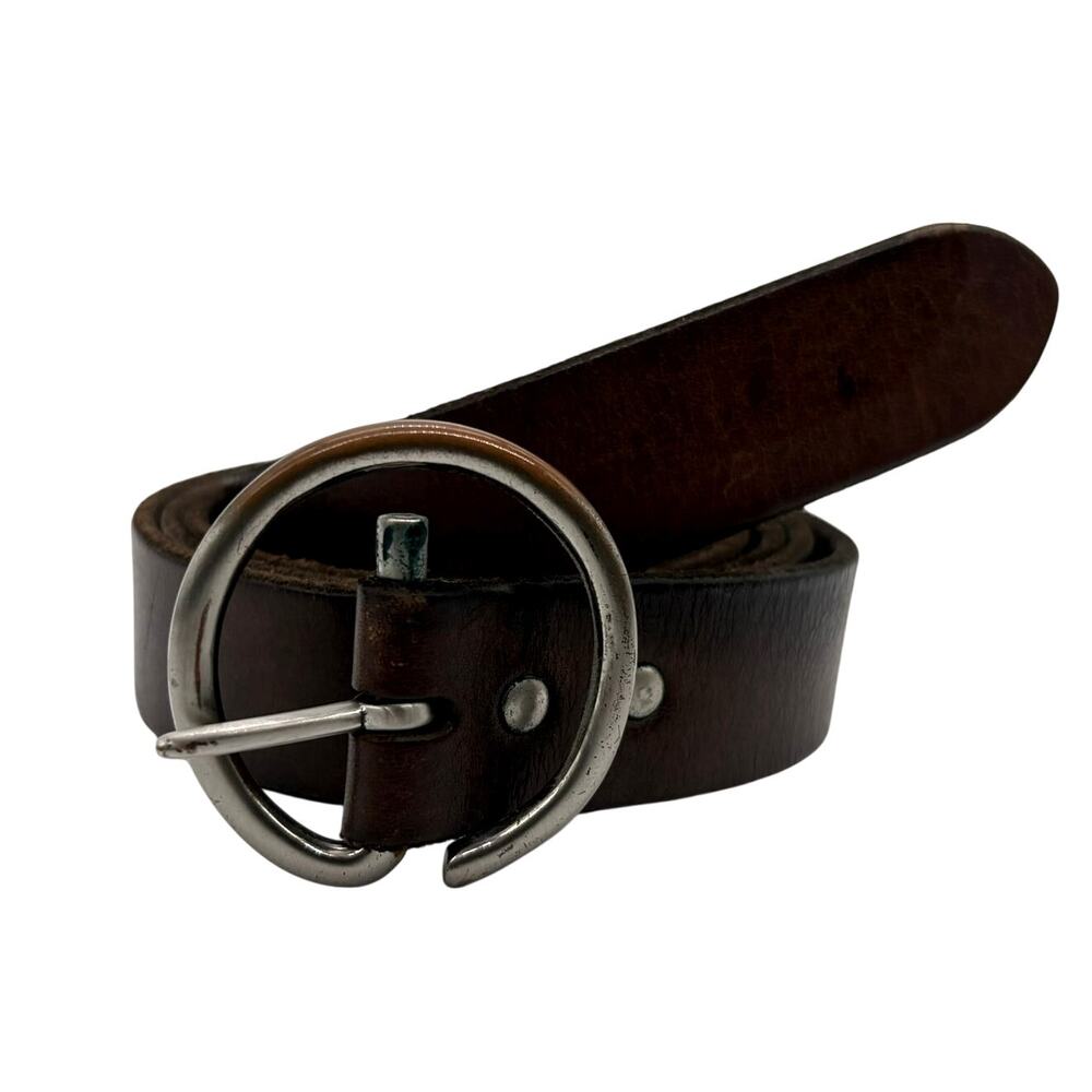 Vintage 90's Gap Jeans Genuine Leather Distressed Belt Brown Roller Buckle L
